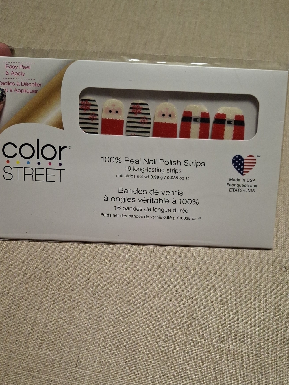 Color Street Santa Stripe Nail Polish Strips - Red, White, Black